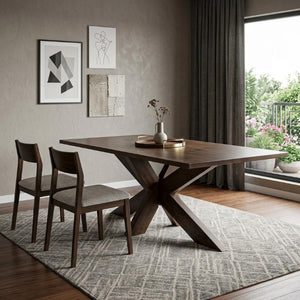 78 Inch Solid Wood Dining Table with Sculpted Cross Leg Base for Large Gatherings