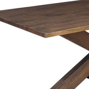 78 Inch Solid Wood Dining Table with Sculpted Cross Leg Base for Large Gatherings