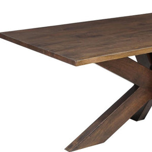 78 Inch Solid Wood Dining Table with Sculpted Cross Leg Base for Large Gatherings
