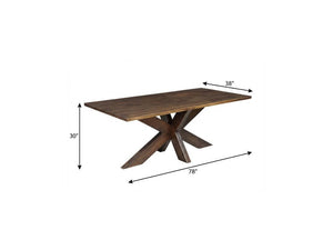 78 Inch Solid Wood Dining Table with Sculpted Cross Leg Base for Large Gatherings