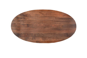 92 Inch Solid Wood Oval Dining Table with Sculptural Cross Leg Base Seats Eight