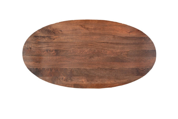 92 Inch Solid Wood Oval Dining Table with Sculptural Cross Leg Base Seats Eight