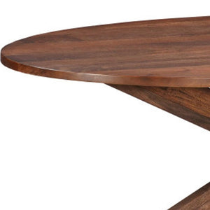 92 Inch Solid Wood Oval Dining Table with Sculptural Cross Leg Base Seats Eight