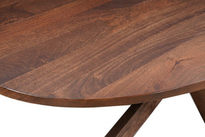 92 Inch Solid Wood Oval Dining Table with Sculptural Cross Leg Base Seats Eight