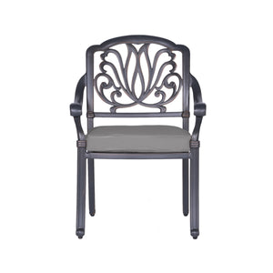 English Elm Cast Aluminum Dining Armchair Set Of 2 - Elegant, Weather-Resistant Chairs With Cushions For Outdoor Comfort B010P278357