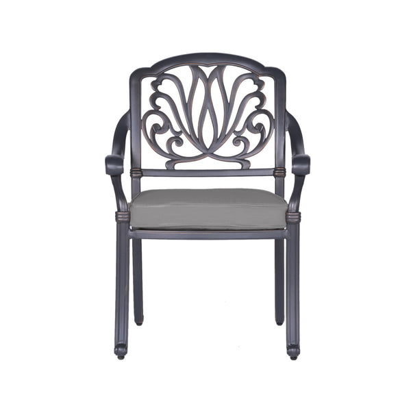 English Elm Cast Aluminum Dining Armchair Set Of 2 - Elegant, Weather-Resistant Chairs With Cushions For Outdoor Comfort B010P278357