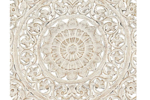 HomeRoots White Carved Floral Distressed Solid Wood King Bed Frame – Elegant Design for Timeless Bedroom Style 635813