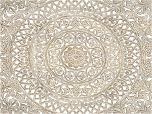 HomeRoots Gray Carved Floral Distressed Solid Wood King Bed Frame - Artisan Craftsmanship for Timeless Elegance 635815