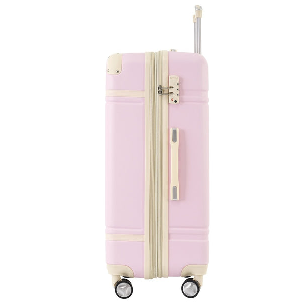 English Elm Hardshell Abs Spinner Luggage Set Four Piece Expandable Tsa Lock Travel Suitcases Light Pink N732P170218U