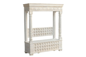 HomeRoots 70" White Floral Solid Wood Storage Bench with Flip-Top Lid, Elegant Seating & Hidden Storage Solution 635822