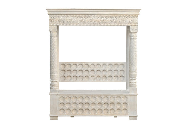 HomeRoots 70" White Floral Solid Wood Storage Bench with Flip-Top Lid, Elegant Seating & Hidden Storage Solution 635822