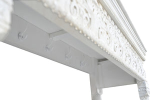 HomeRoots 70" White Floral Solid Wood Storage Bench with Flip-Top Lid, Elegant Seating & Hidden Storage Solution 635822