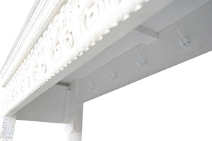 HomeRoots 70" White Floral Solid Wood Storage Bench with Flip-Top Lid, Elegant Seating & Hidden Storage Solution 635822