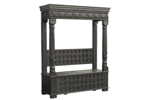 HomeRoots 70" Black Floral Solid Wood Storage Bench – Elegant Flip-Top Seat with Hidden Storage & Comfort 635823