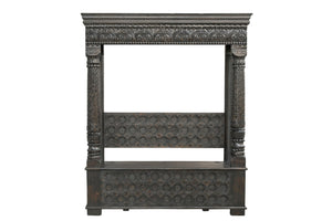 HomeRoots 70" Black Floral Solid Wood Storage Bench – Elegant Flip-Top Seat with Hidden Storage & Comfort 635823