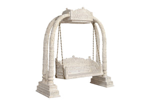 HomeRoots 89" Distressed White Floral Solid Wood Bench – Rustic Charm for Entryways, Comfort & Style 635824