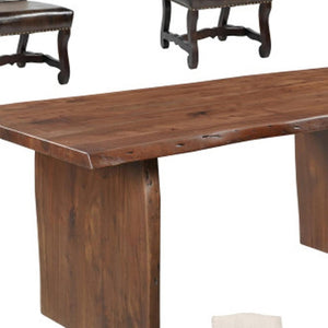 HomeRoots Seven Piece Solid Wood Dining Set with Six Comfortable Chairs - Timeless Brown Elegance for Your Home 635831
