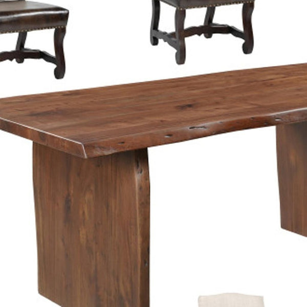 HomeRoots Seven Piece Solid Wood Dining Set with Six Comfortable Chairs - Timeless Brown Elegance for Your Home 635831
