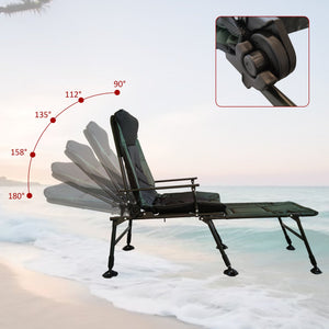 English Elm Camping Lounge Chair With Detachable Footrest - Portable, Adjustable Recliner For Comfort Outdoors W241106343