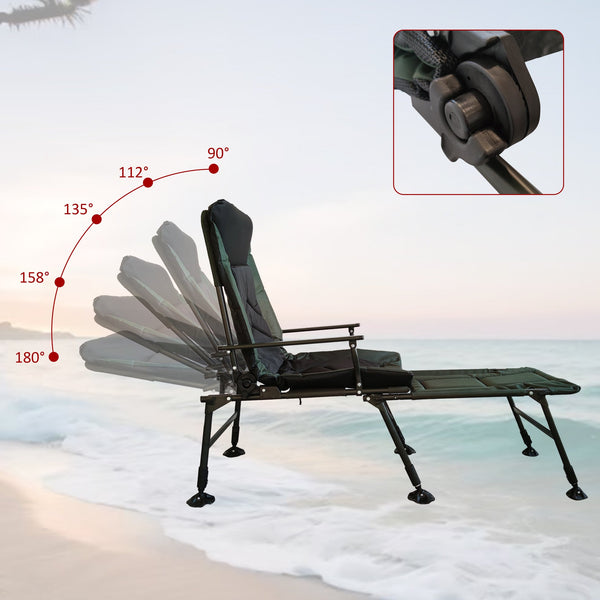 English Elm Camping Lounge Chair With Detachable Footrest - Portable, Adjustable Recliner For Comfort Outdoors W241106343