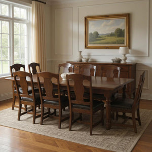 HomeRoots 11 Piece Brown Solid Wood Dining Set with 10 Chairs - Elegant Design for Family Gatherings & Dinners 635842