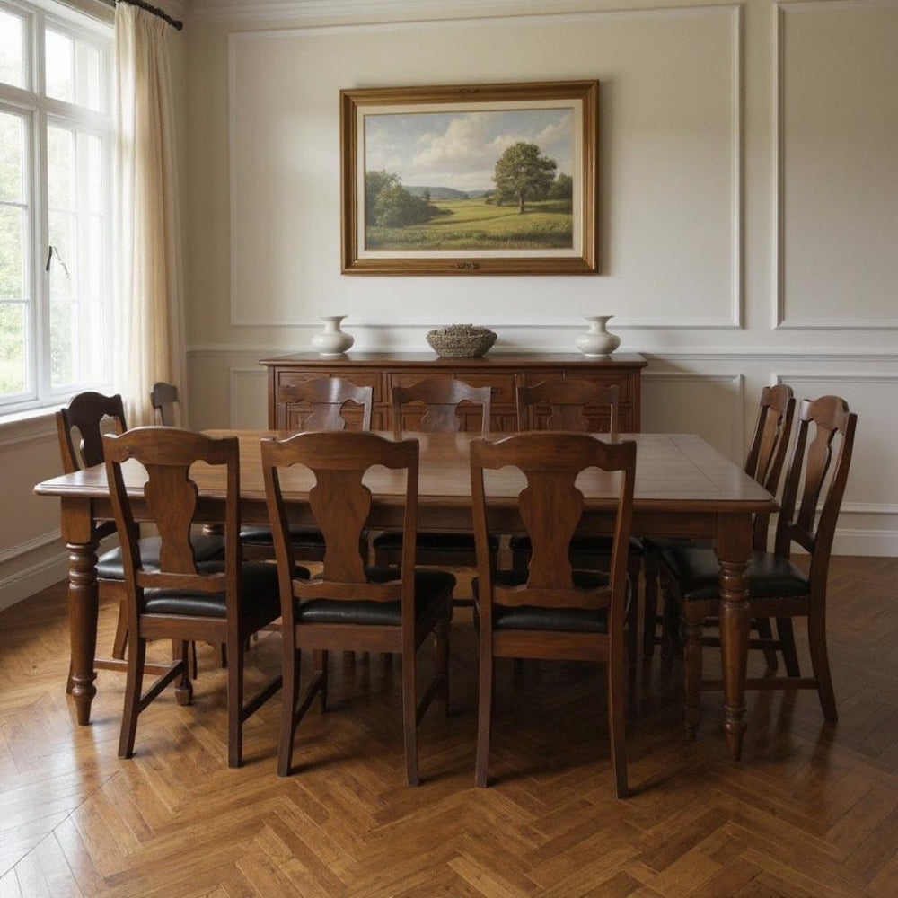 HomeRoots 15 Piece Brown Solid Wood Dining Set - Elegant 14 Seat Collection for Family Gatherings & More 635854