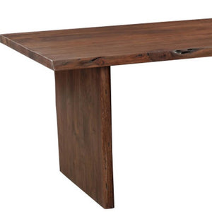 84 Inch Solid Brown Wood Natural Live Edge Dining Table with Sculpted Sled Base