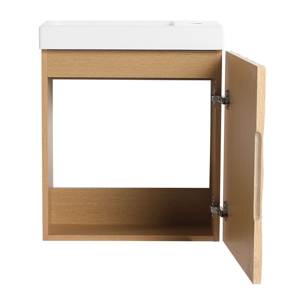 English Elm 18.5" Wall-Mounted Bathroom Vanity With Soft-Close Door & Resin Sink For Coastal Charm & Storage W1972P362136