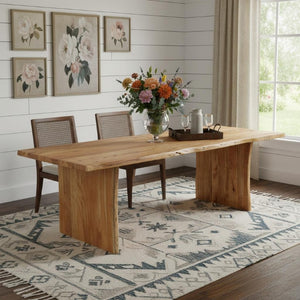120 Inch Solid Wood Live Edge Dining Table with Sled Base for Modern Rooms