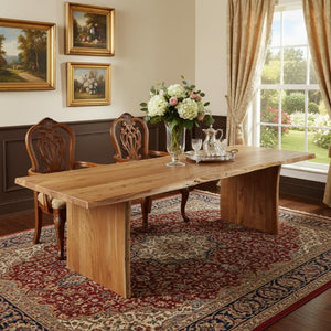 HomeRoots 120 Inch Solid Wood Live Edge Dining Table with Sled Base for Modern Rooms 635864