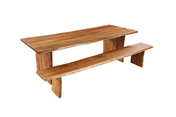 120 Inch Solid Wood Live Edge Dining Table with Sled Base for Modern Rooms