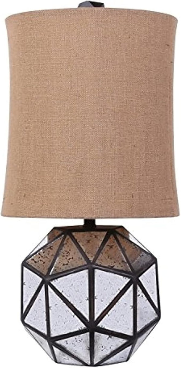 HomeRoots 40 Inch Silver Geometric Table Lamp with Cylindrical Shade for Modern Living Spaces 635869