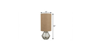 40 Inch Silver Geometric Table Lamp with Cylindrical Shade for Modern Living Spaces