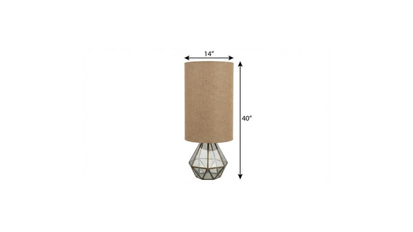 40 Inch Silver Geometric Table Lamp with Cylindrical Shade for Modern Living Spaces