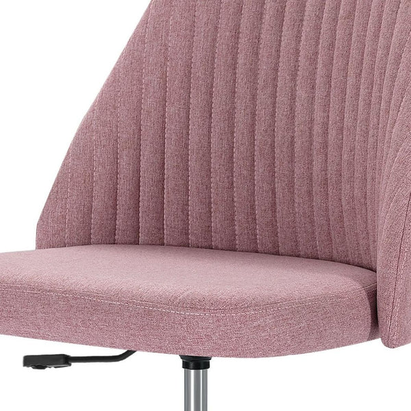 HomeRoots Pink Swivel Rolling Office Chair - Stylish Tufted Comfort with Silver Frame for Home & Work Spaces 635884