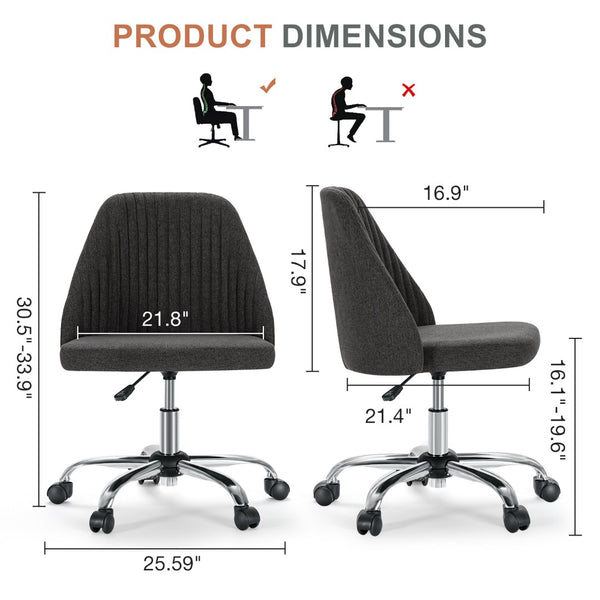 HomeRoots Gray Adjustable Height Swivel Office Chair - Modern Comfort with Stylish Tufted Design & Mobility 635885