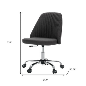 HomeRoots Gray Adjustable Height Swivel Office Chair - Modern Comfort with Stylish Tufted Design & Mobility 635885