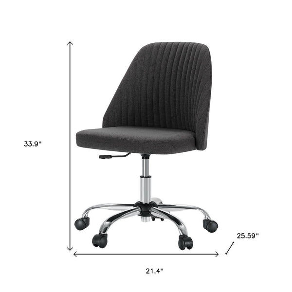 HomeRoots Gray Adjustable Height Swivel Office Chair - Modern Comfort with Stylish Tufted Design & Mobility 635885