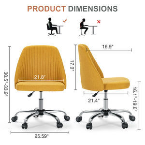 HomeRoots Yellow Adjustable Height Swivel Rolling Office Chair - Modern Comfort & Easy Mobility for Workspaces 635886
