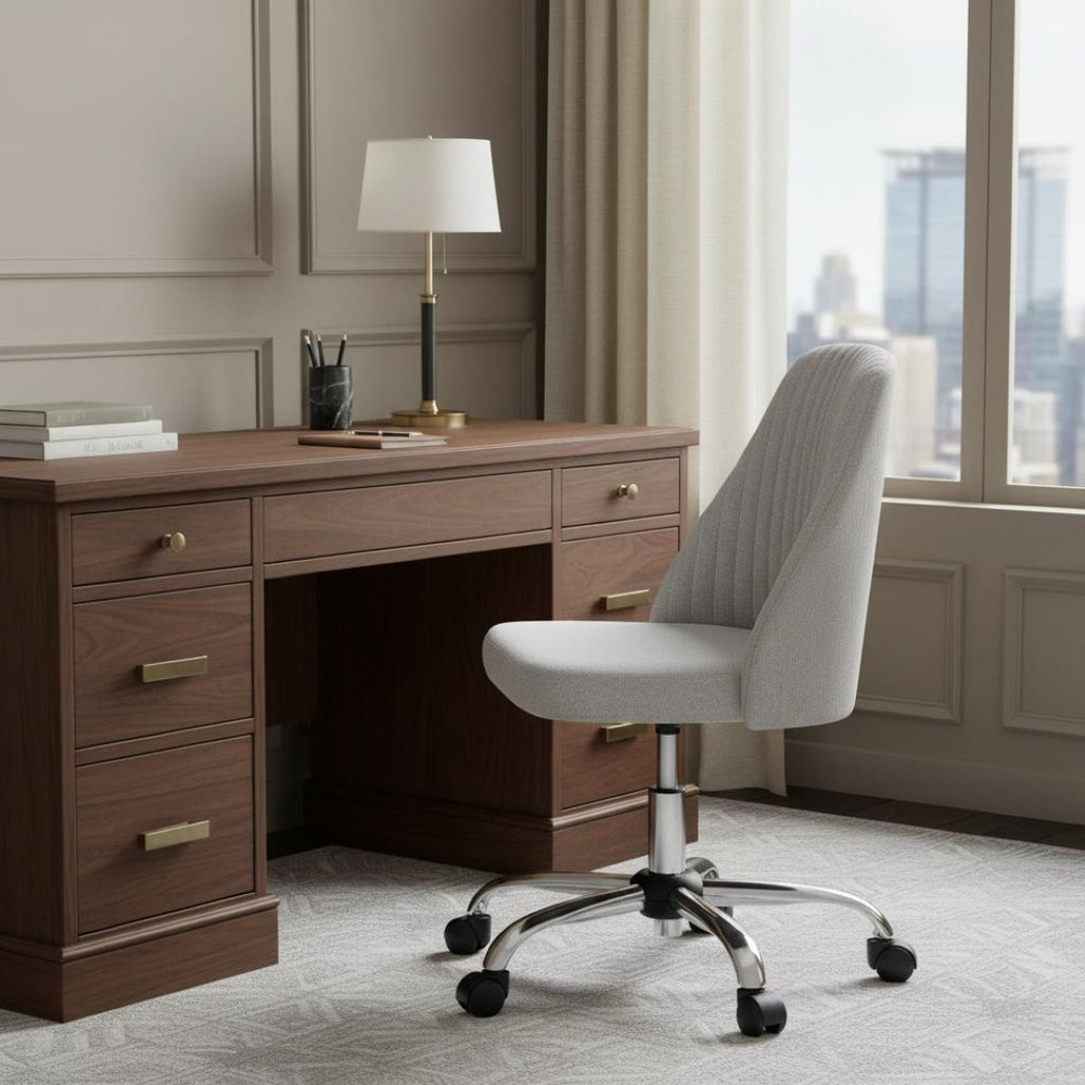 HomeRoots Gray Adjustable Height Swivel Office Chair - Durable, Stylish, Ergonomic Design for Home & Office Use 635887