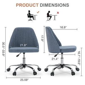HomeRoots Blue Adjustable Height Swivel Rolling Office Chair - Modern Tufted Design for Comfort & Style 635888