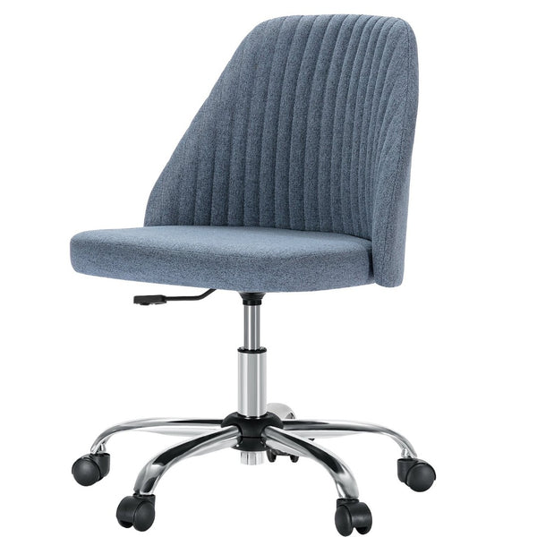HomeRoots Blue Adjustable Height Swivel Rolling Office Chair - Modern Tufted Design for Comfort & Style 635888