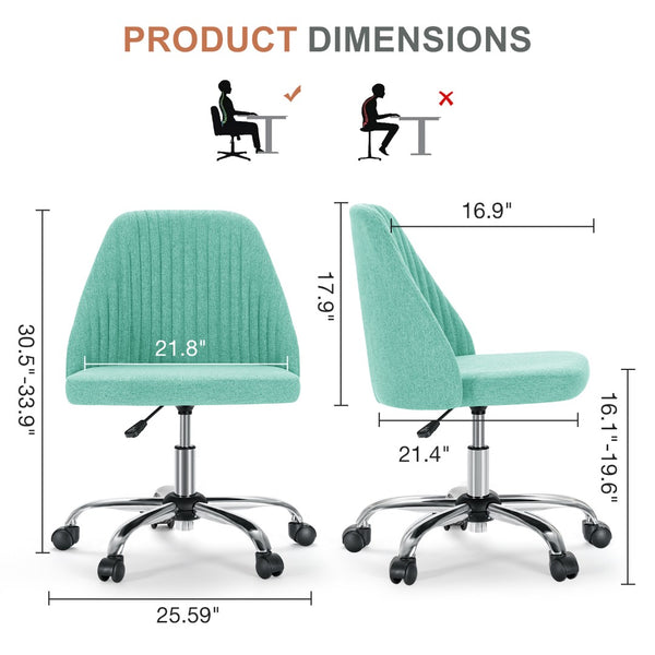 HomeRoots Green Stylish Adjustable Height Swivel Rolling Office Chair - Plush Comfort & Modern Design 635889