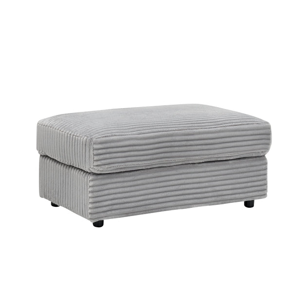 English Elm 39-inch Spring Corduroy Armchair and Ottoman Set with Cup Holder, Plush Sponge Cushions, 350lb Support Gray W1658S00045