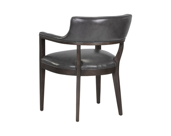 Sunpan Brylea Dining Armchair - Stylish Leather Accent Chair for Dining Room or Living Space Comfort Brown, Brentwood Charcoal Leather