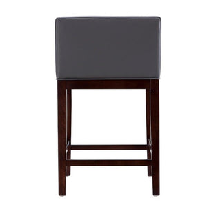 English Elm Kingsley Wood Upholstered Counter Stool in Grey — Beech Wood Walnut Finish, Faux Leather, Gold Footrest, Fully Assembled B365P398025