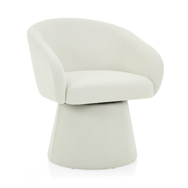English Elm Christopher Knight Home® - Modern Swivel Narrow Corduroy Accent Chair with 360° Rotation, Compact Barrel Seat, 300 lb Capacity, Beige Comfort N765P292088B