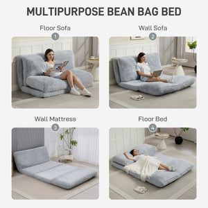 English Elm Bean Bag Plush Folding Floor Sofa with Foam Core for Lounging or Guest Sleeping T3971P390231