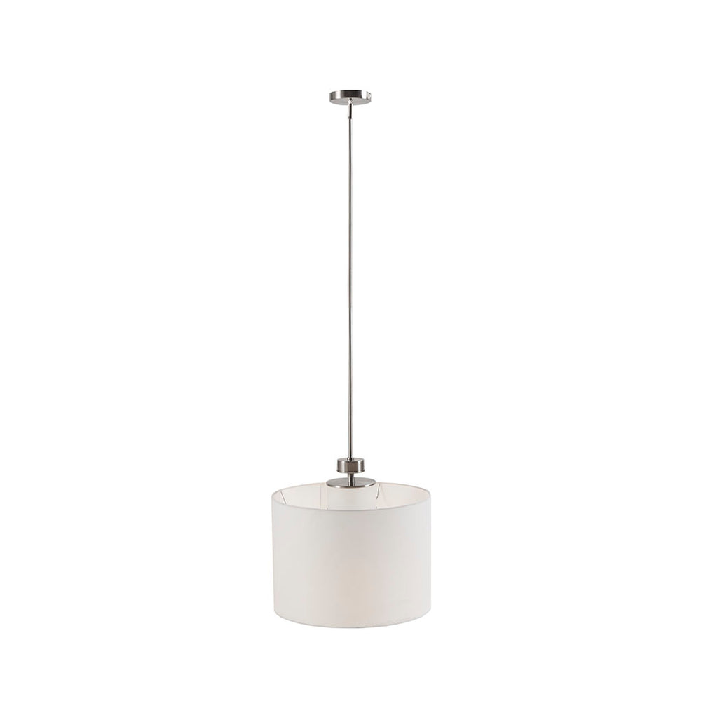 JLA Home INK+IVY - Metal Pendant Silver Drum Shade with Glass Diffuser & White Linen Shade — Contemporary Urban Chic Lighting II151-0105