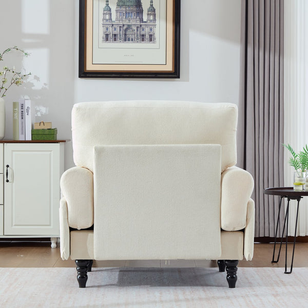 English Elm Modern Chenille Recliner Chaise Lounge Sofa Chair with High-Resilience Foam, Wide Seat, 550lb Capacity Beige W395P371331